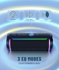 Bluetooth reproduktor Ortizan s LED osvetlením, 40W hlboké basy, Bluetooth 5.3, vodeodolnosť IPX7, 30 hodín prehrávania, 18x8x8 cm, čierny, na párty a vonkajšie použitie 3