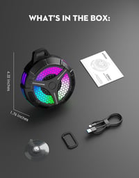 Boxă Bluetooth pentru duș Ortizan, rezistentă la apă IPX7, 6 LED-uri RGB, 15 W - negru 7