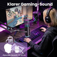 Herný USB mikrofón Ortizan C1 s ramenom, funkciou stlmenia, RGB podsvietením a pop filtrom – čierny 5
