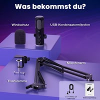 Herný USB mikrofón Ortizan C1 s ramenom, funkciou stlmenia, RGB podsvietením a pop filtrom – čierny 8