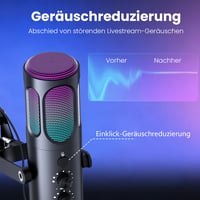 Herný USB mikrofón Ortizan C1 s ramenom, funkciou stlmenia, RGB podsvietením a pop filtrom – čierny 3
