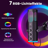 Herný USB mikrofón Ortizan C1 s ramenom, funkciou stlmenia, RGB podsvietením a pop filtrom – čierny 4