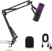 Herný USB mikrofón Ortizan C1 s ramenom, funkciou stlmenia, RGB podsvietením a pop filtrom – čierny 1