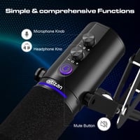 USB/XLR mikrofón Ortizan s ramenom, funkciou stlmenia a monitorovaním 3