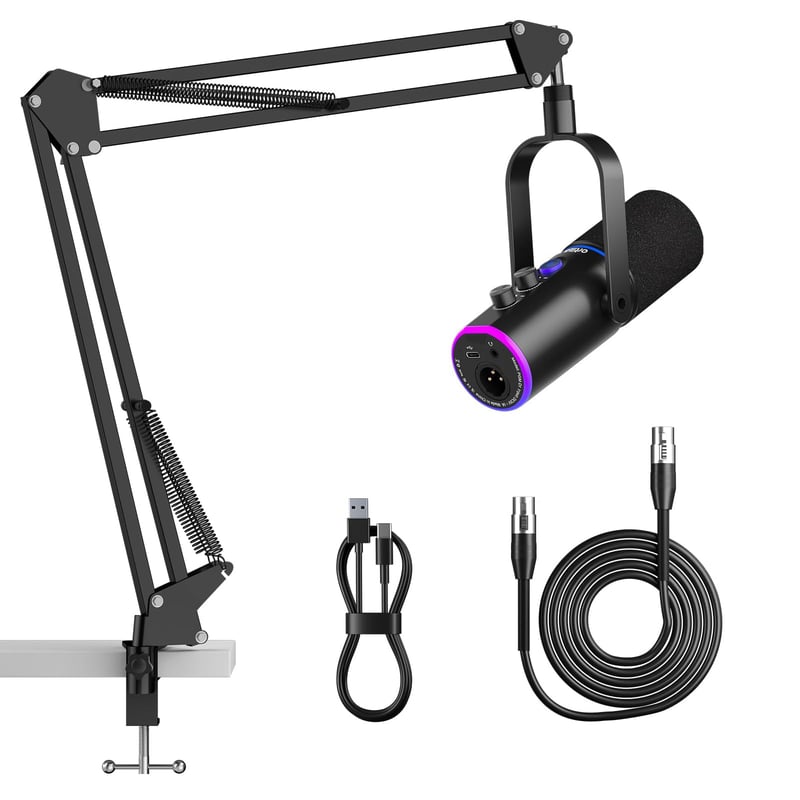 USB/XLR mikrofón Ortizan s ramenom, funkciou stlmenia a monitorovaním