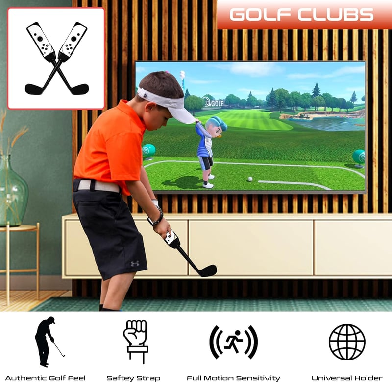 Orzly Nintendo Switch Kiegészítő Csomag - Teniszütő, Golfütő, Chambara Kard, Lábpánt és Joy-Con Markolat Hordtáskával - Fekete