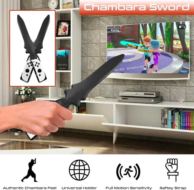 Orzly Nintendo Switch Kiegészítő Csomag - Teniszütő, Golfütő, Chambara Kard, Lábpánt és Joy-Con Markolat Hordtáskával - Fekete