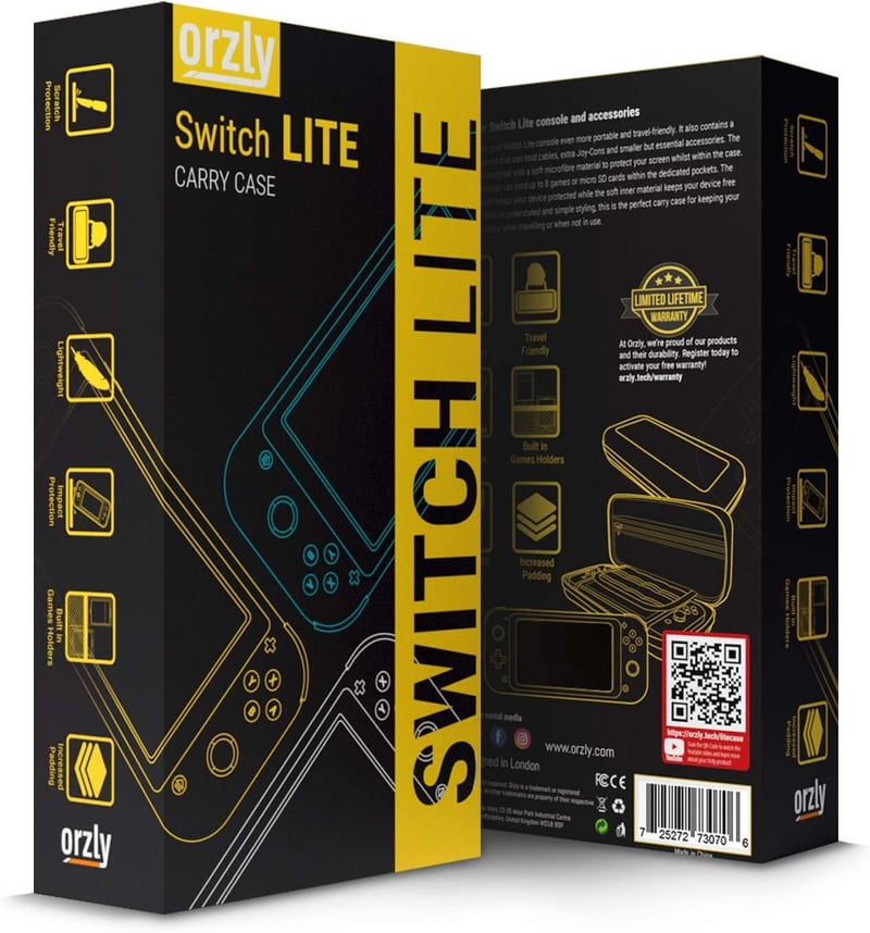 Orzly Nintendo Switch Lite hordtáska sárga - játékokhoz és kiegészítőkhöz