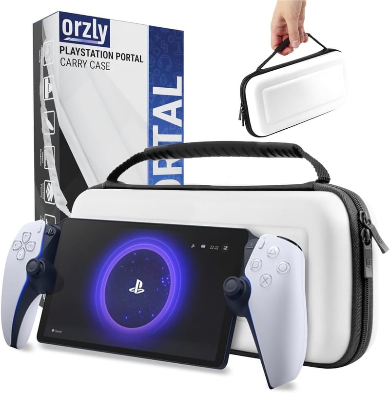 Orzly PlayStation Portal táska PS5 konzolhoz, fehér/fekete utazási tok