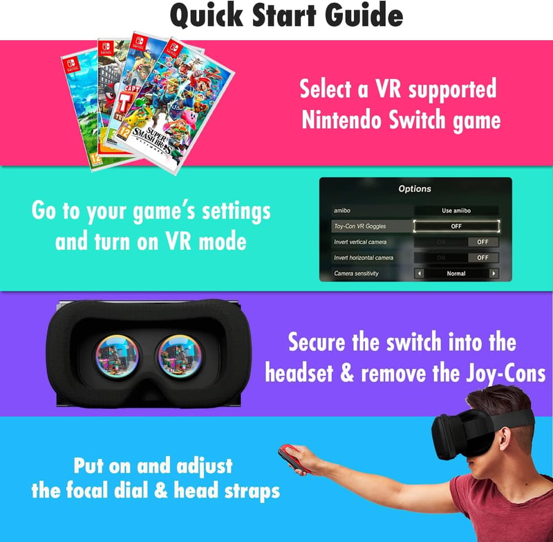 Orzly VR Glasses Nintendo Switch/OLED 3D virtuális valóság headset fekete