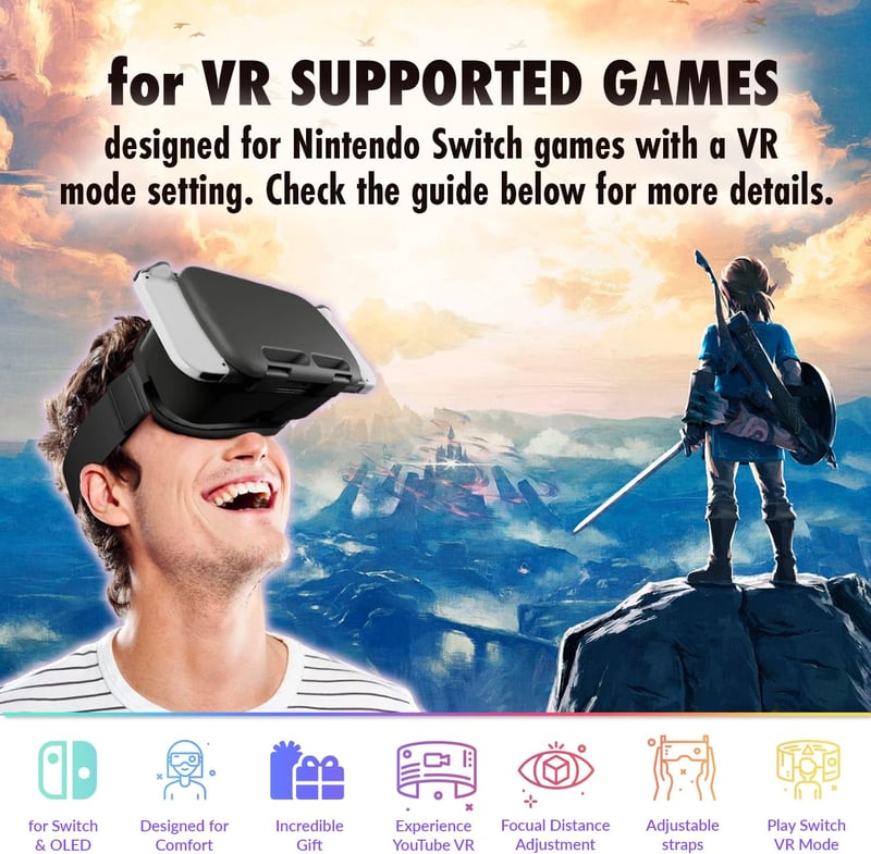 Orzly VR Glasses Nintendo Switch/OLED 3D virtuális valóság headset fekete