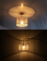 Osasy Rattan Bambusz Lámpaernyő Kerek Natúr Kézműves Asztali Fali Éjjeliszekrény Lámpa 3