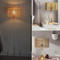 Osasy Rattan Bambusz Lámpaernyő Kerek Natúr Kézműves Asztali Fali Éjjeliszekrény Lámpa 5