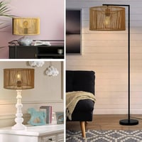 Osasy Rattan Bambusz Lámpaernyő Kerek Natúr Kézműves Asztali Fali Éjjeliszekrény Lámpa 7
