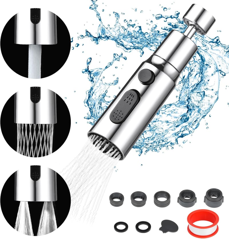 OSDUE 3 módú csapszűrő 360° forgatható vízspórlóval M22 M24 adapter