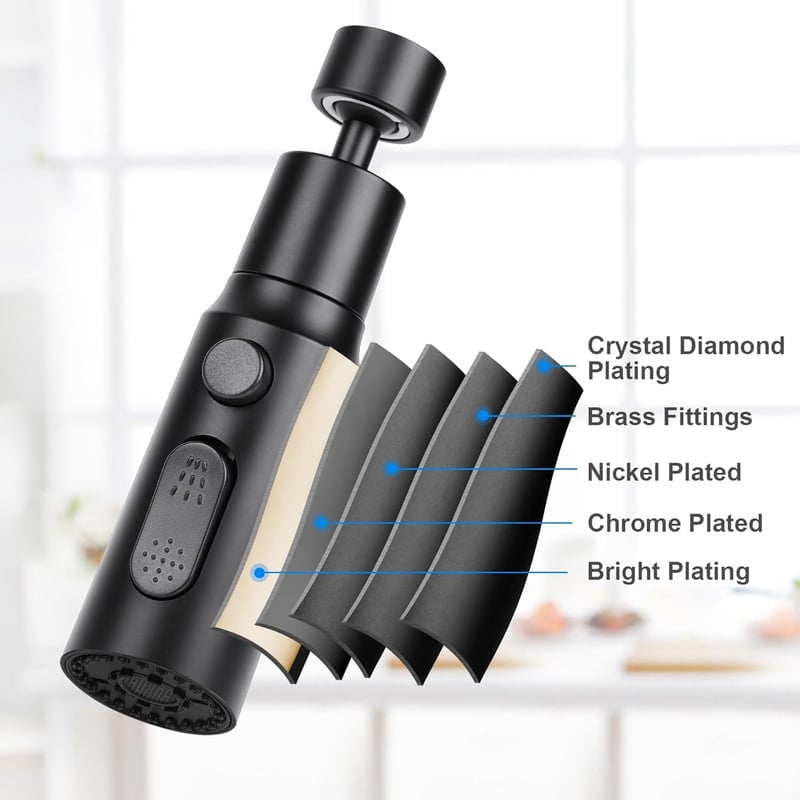 OSDUE 3 módú csapszűrő M22/F24 adapterrel, 360° forgatható vízspórlóló fekete