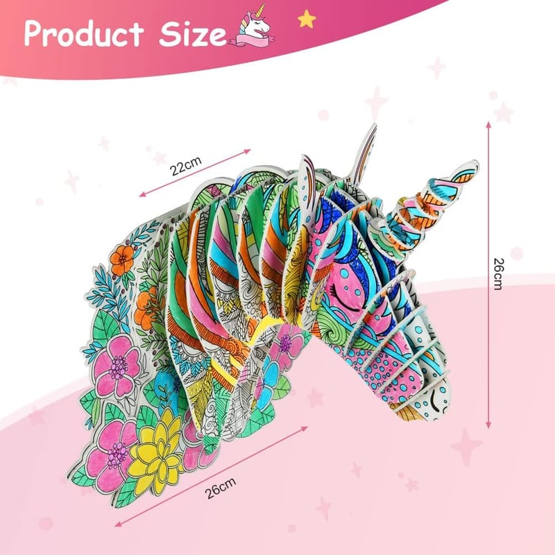 OSDUE 3D Unikornis Puzzle Színező Készlet - Kreatív Kézműves Szett 6-12 Éves Gyerekeknek - Fejlesztő Játék Lányoknak és Fiúknak - Születésna