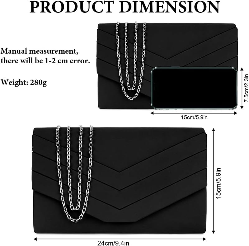 OSDUE Női Clutch Táska Velúr Bőrből, Elegáns Boríték Táska Lánccal Válltáska Esküvő Buli Szabadidő Randevú