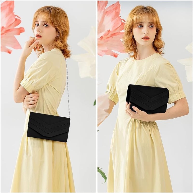 OSDUE Női Clutch Táska Velúr Bőrből, Elegáns Boríték Táska Lánccal Válltáska Esküvő Buli Szabadidő Randevú