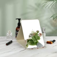 OSDUE összecsukható asztali tükör 25,5x18cm bézs bőr utazó sminkasztal 6
