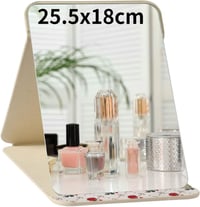 OSDUE összecsukható asztali tükör 25,5x18cm bézs bőr utazó sminkasztal 8