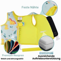 Vestă de înot pentru copii OSHYLE, mărimea S (1-3 ani), vestă de salvare premium din neopren pentru cei mici, cu centură de siguranță, dispozitiv ajutător de flotabilitate 4