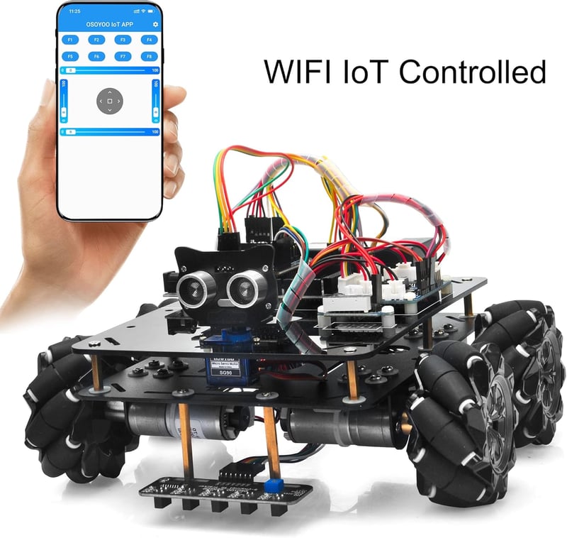 OSOYOO Mecanum kerekű robot autó Arduino szett fém vázzal távirányítóval
