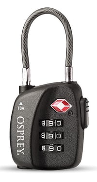 Cestovný zámok Osprey Travel Sentry TSA s trojčíselným kombinačným zámkom, čierny 2