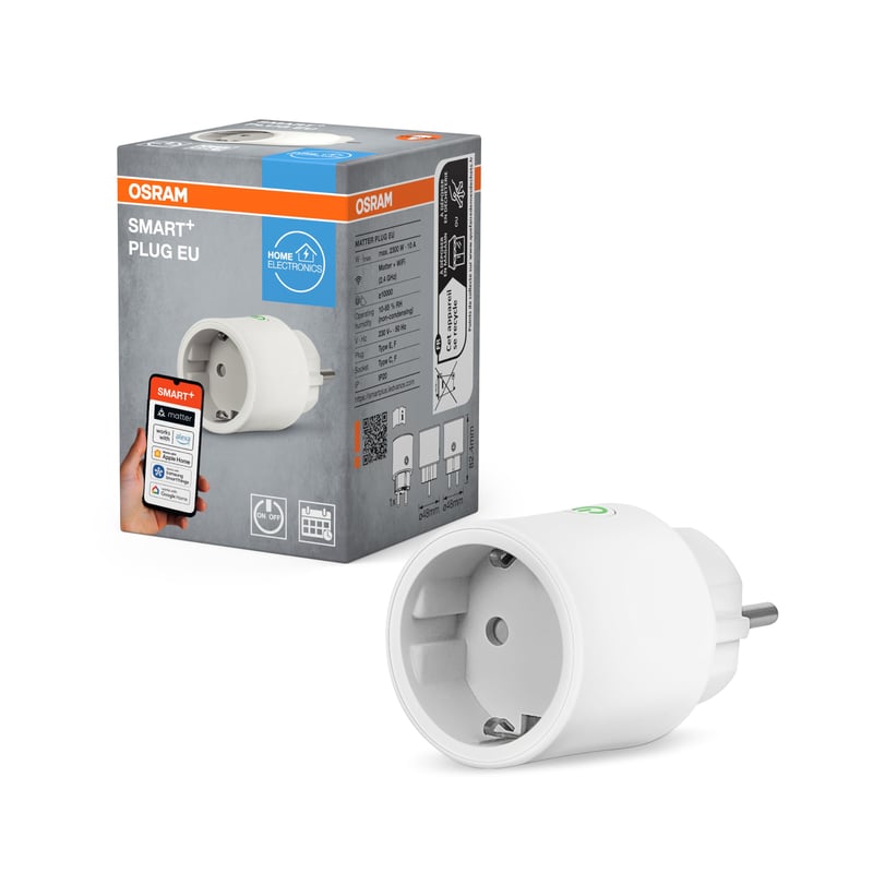 Osram Alexa pametna utičnica Matter preko WiFi-a, 2300 W, za povezivanje običnih uređaja u pametni dom, pakiranje od 1 kom.