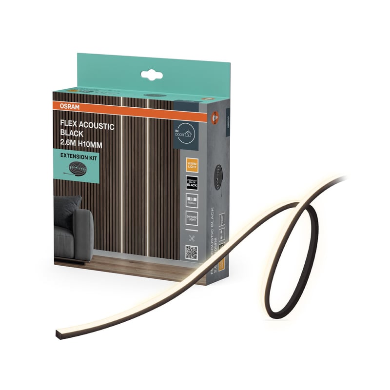 Set Extensie Difuzor Osram Flex Acoustic Negru H10 mm 830 2,6 m Kit Extensie Exterior