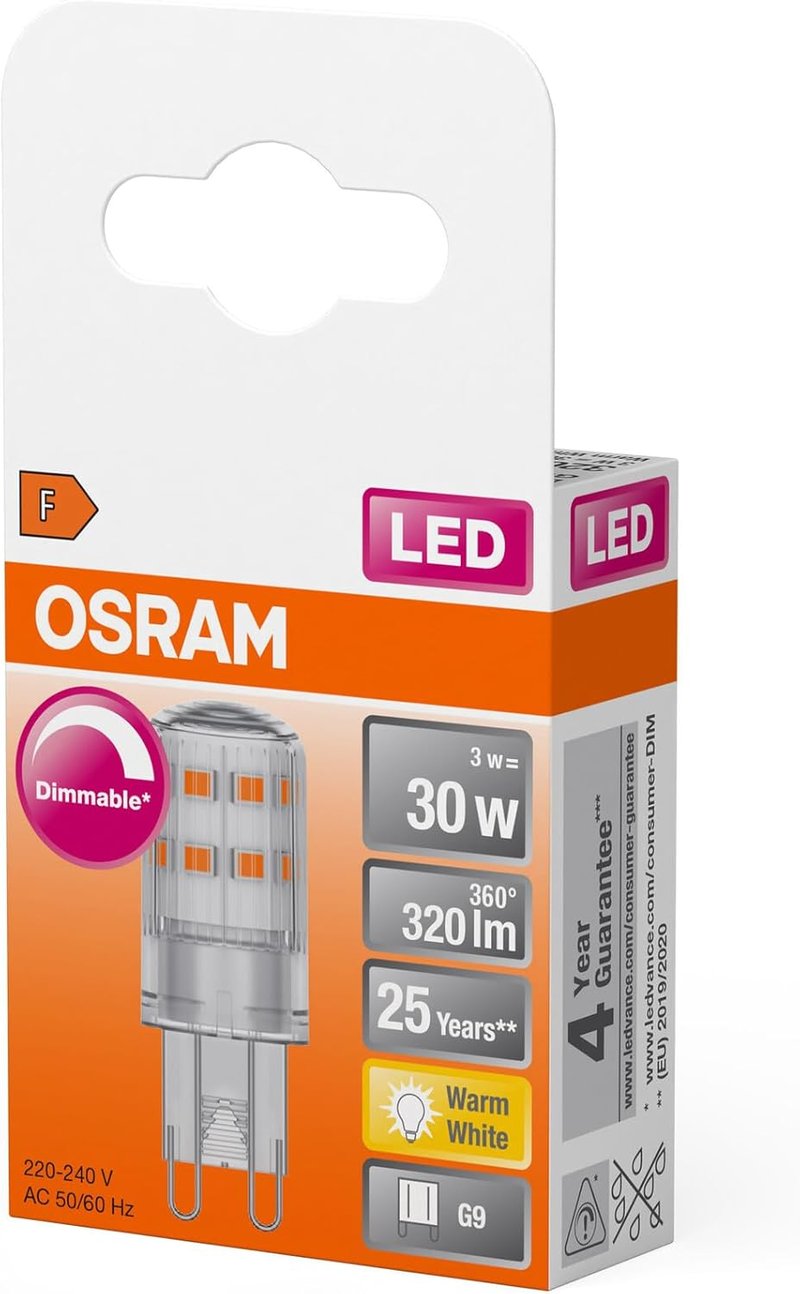 OSRAM G9 LED Izzó Dimmelhető Meleg Fehér 2700K 350 Lumen - 1 piece (pack of 1), Multicoloured, 32W Replacement
