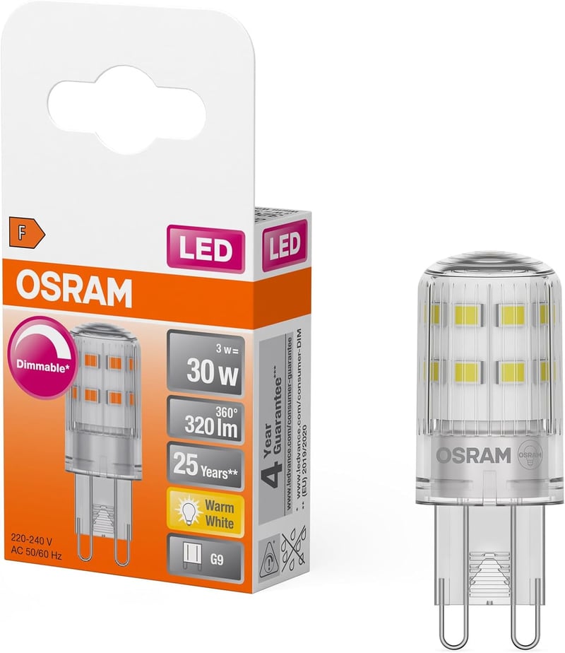 OSRAM G9 LED Izzó Dimmelhető Meleg Fehér 2700K 350 Lumen - 1 piece (pack of 1), Multicoloured, 32W Replacement