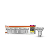 Bec reflector LED Osram Base PAR16, soclu GU10, alb cald 2700K, 4,3W (echivalent 50W), 5 bucăți 1