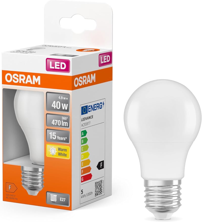 Osram LED Star Classic A E27 meleg fehér 6db - 40W helyettesítő - 40W, 2700k Warm White, 6 Pack
