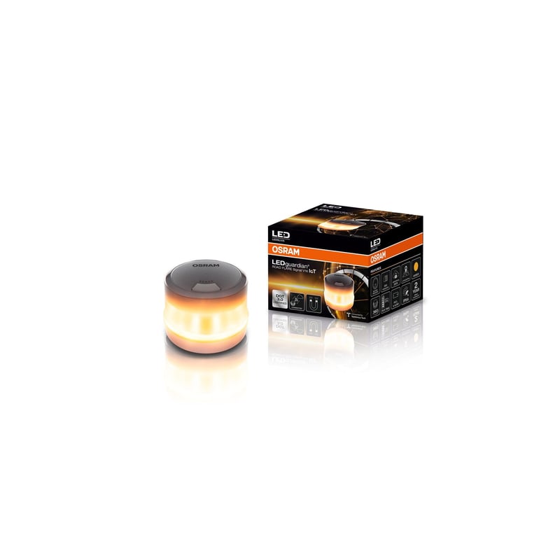 Výstražné LED svetlo Osram LEDguardian Road Flare Signal V16 IoT s certifikáciou DGT 3.0 a určovaním polohy v reálnom čase, 1900 K, pre Španielsko