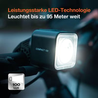 Nabíjateľná sada cyklistických svetiel Osram LEDsBIKE COMPACT 100 – predné a zadné svetlo, brzdové svetlo, StVZO, držiak kompatibilný s Garmin, 100 luxov 8
