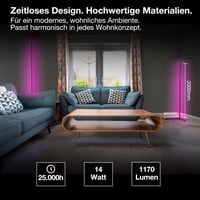 Rohová LED stojacia lampa Osram Matter WiFi, 2000 mm, 20 W, RGBW, 2700-6500 K, s diaľkovým ovládaním, čierna, náladové osvetlenie 2