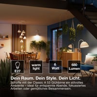 Bec LED Osram SMART+ A53 6W 2400K E27 Filament Auriu Dimmabil, control prin aplicație și voce, compatibil Matter 6