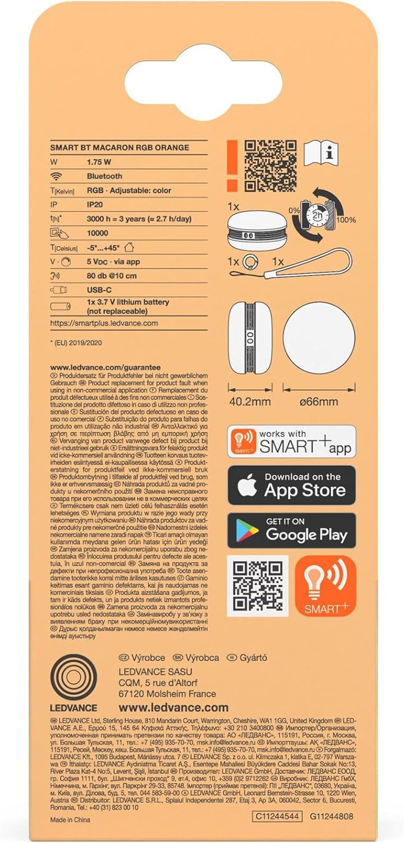 Osram Smart Macaron Bluetooth hangszóró forgó RGB LED fénnyel narancssárga