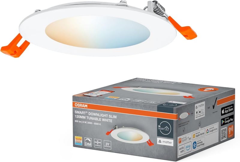 Osram SMART+ Matte Recess Slim LED Beépítő Lámpa WiFi 120mm 8W - 120mm, Round, Ultra slim