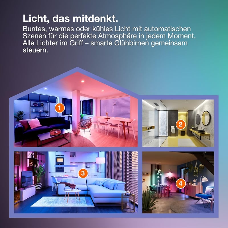 Osram SMART+ WiFi LED izzó E27 16 millió szín RGB 2700-6500K 2db - Pack of 2, Pear Shape, Rgbw, 60W replacement
