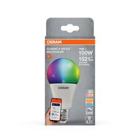 LED žiarovka Osram SMART+ RGBW E27 Matter over WiFi, kompatibilná s Alexa, náhrada 100 W, 2700 – 6500 K od teplej bielej po studenú bielu, 16 miliónov farieb RGB 8