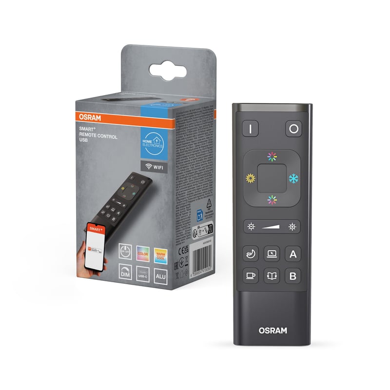 Osram SMART+ WiFi daljinski upravljač, punjiv putem USB-C priključka, crni, IP20 zaštita, za automatizaciju pametnog doma