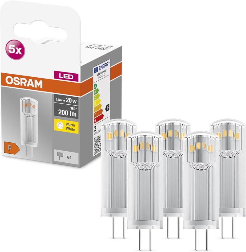OSRAM Star PIN G4 LED izzó meleg fehér 2700K 200 lumen 5 darab csomag - 20W-Replacement, G4-Base