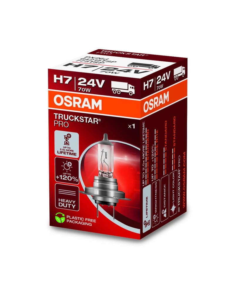 Halogénová žiarovka do svetlometov Osram Truckstar PRO 64215TSP H7, +120 % jasu, 24 V – 1 ks