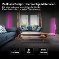 Osram WiFi RGBW rohová stojacia LED lampa 1400 mm 14 W čierna 2700-6500 K s diaľkovým ovládaním náladové osvetlenie 2