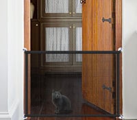 Ostlttyn Prenosná bezpečnostná zábrana pre psov na schody a dvere, čierna, 180/110 x 78 cm, interiérová bezpečnostná sieť pre psov a šteňatá 1