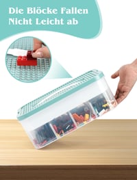Priehľadný úložný box s vekom OSTWOLKE na Lego sady, 3-úrovňový plastový organizér na drobné súčiastky, s vyberateľným podnosom a nastaviteľnými priehradkami 3