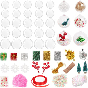 OSTWOLKE Set božićnih kuglica 25 kom Prozirne plastične kuglice punjive Ukrasi za božićno drvce 6-7 cm