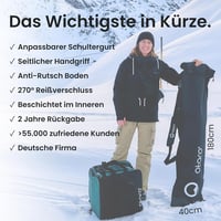 Otaro fekete állítható hosszú snowboard táska 140-180 cm vízálló bélelt, wakeboard és sításka 2 párnak 5